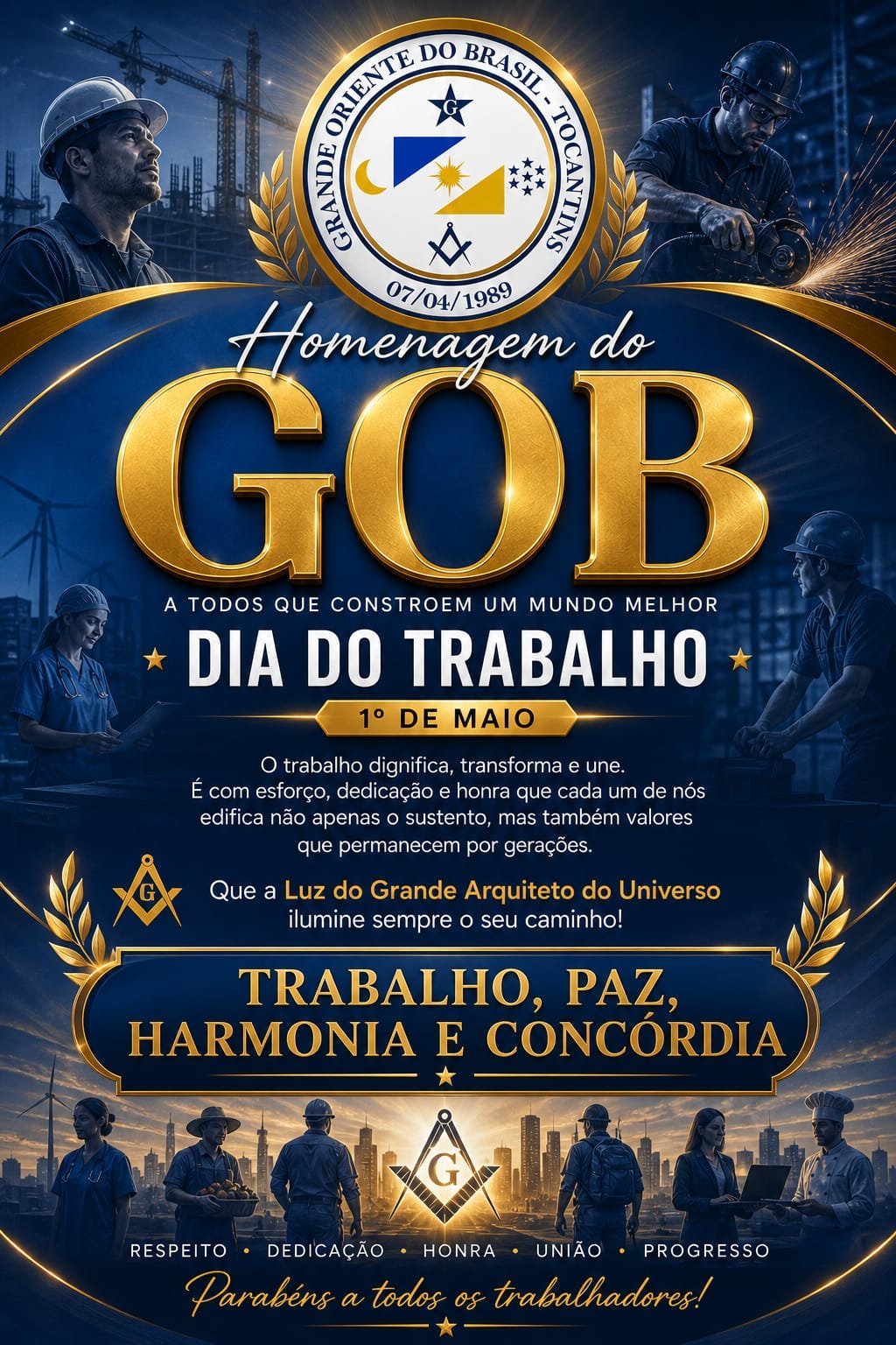 Neste 1º de Maio, rendemos justa homenagem a todos os trabalhadores que, com esforço e dignidade, constroem uma sociedade mais justa e fraterna.
